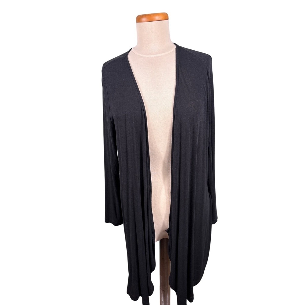 J. Jill Wearever Collection Womens Size Medium Black Stretch Open Front Cardigan